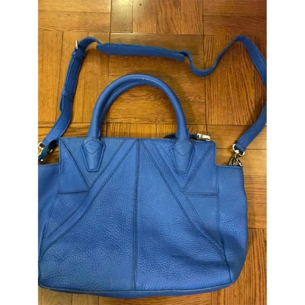 Christopher Kon Blue Pebbled Leather Satchel Bag with Dust Bag